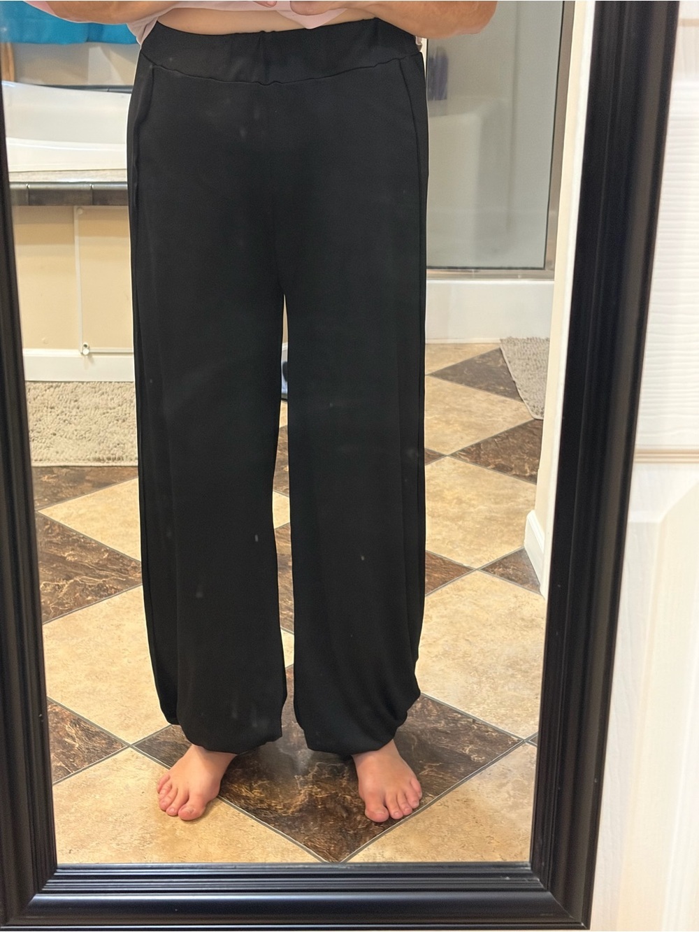 Black Wide Leg High Slit Harem Pants- NWOT - Picture 9 of 12